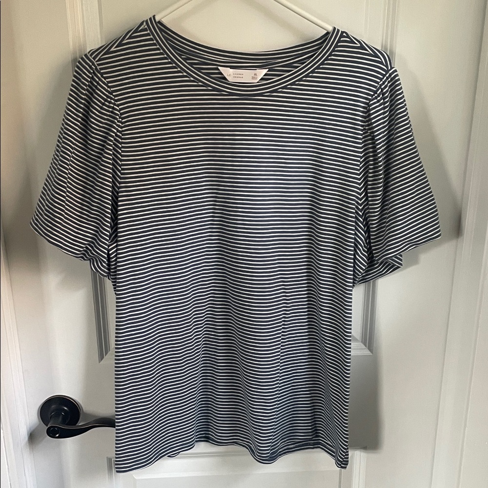 LC Lauren Conrad Blue and White Striped Top